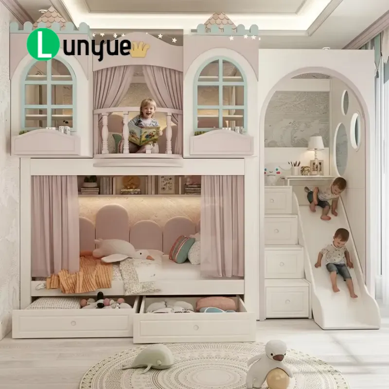 Bunk Bed With Stairs And Slide - 안케 맞춤형 공주풍 2층 침대, 계단과