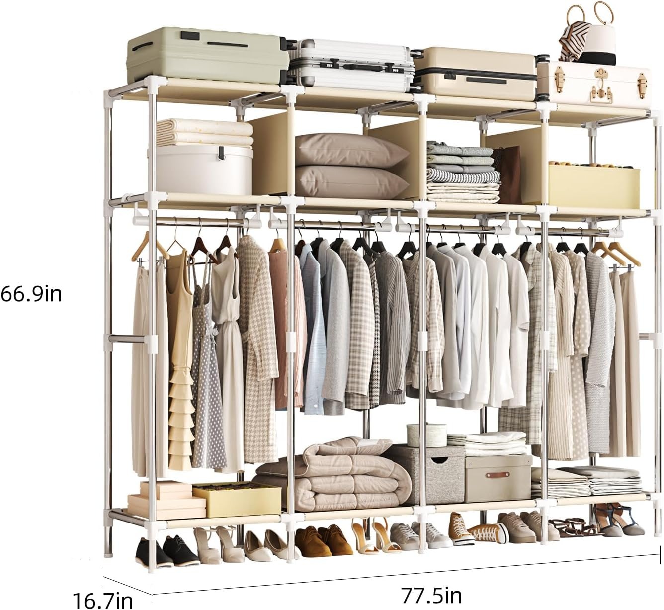 79인치 초대형 워크인 스타일 이동식 옷장, 대용량 패 - Wardrobe Closet Portable Fabric Cover 리뷰 및 가격