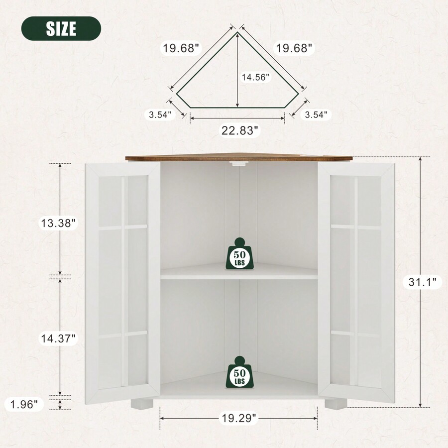 LED 조명이 설치된 농가 스타일의 수납장, 2개의 문 - Storage 리뷰 및 가격