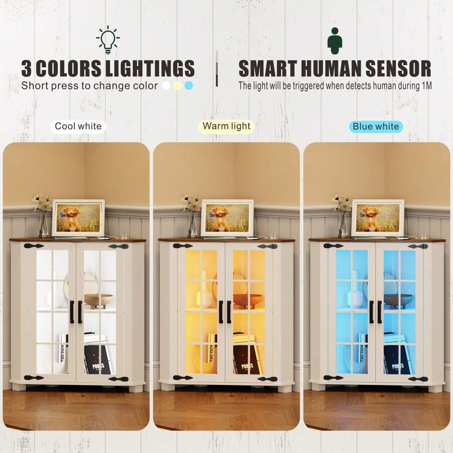 LED 조명이 설치된 농가 스타일의 수납장, 2개의 문 - Storage 리뷰 및 가격