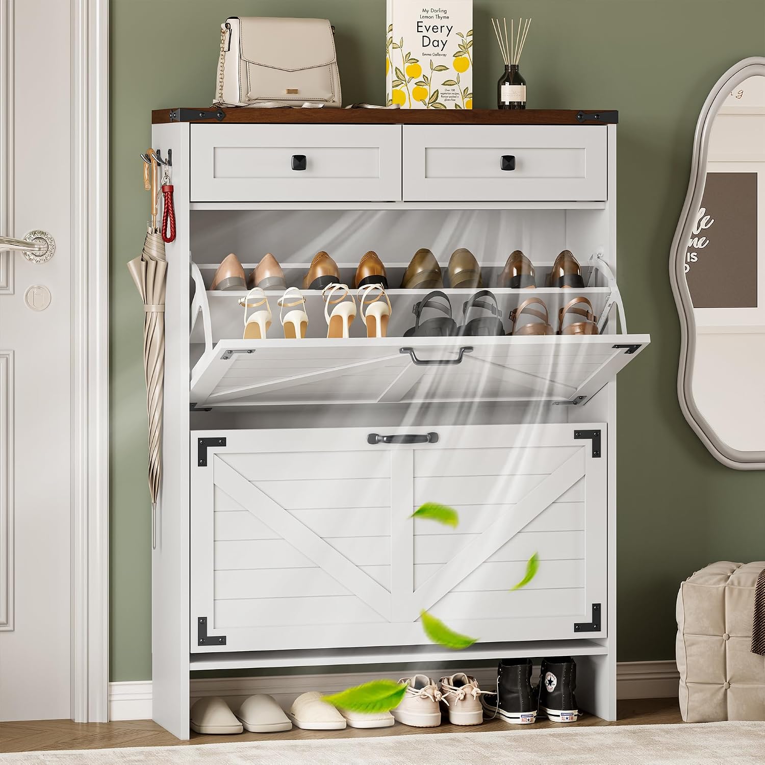 냄새 제거 기능이 있는 신발장과 뒷면 패널, 현관에 놓 - Shoe Rack Cabinet Narrow Entryway 리뷰 및 가격